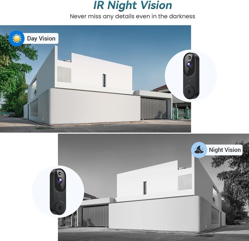 Orbitell Wireless Wi-Fi Video Doorbell Camera with Two Way Audio, AI Motion Detection, Night Vision and Cloud Storage, 2.4G Wi-Fi only - Image 3